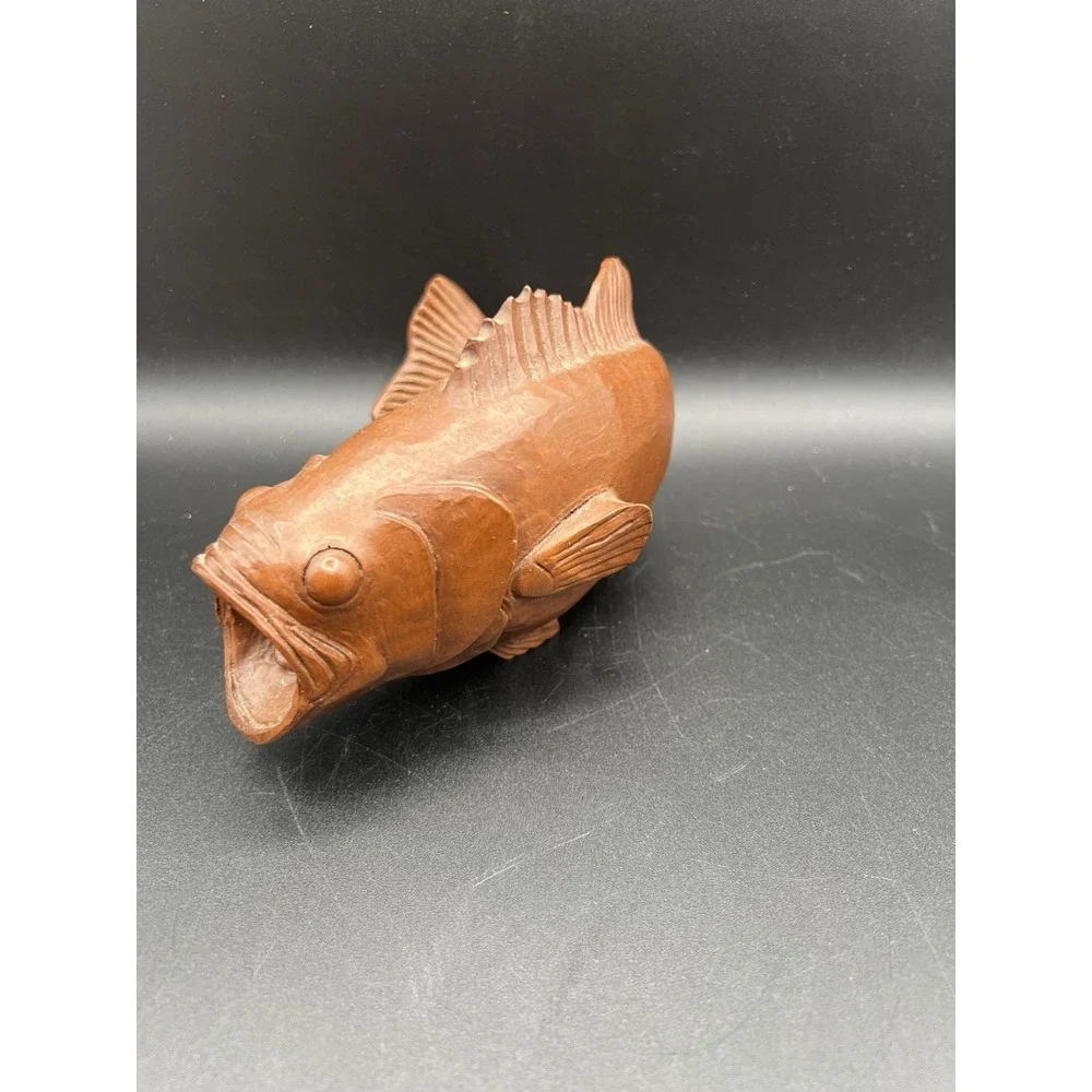 Vintage 1987 Red Mill MFG Large Mouth Bass Fish Carved Decor GrannyCore Grandpa
